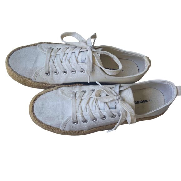 White and Tan Espadrille platform Sneakers - Picture 3 of 6